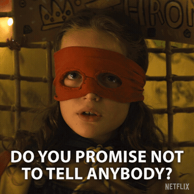 A Girl Wearing A Red Mask Says Do You Promise Not To Tell Anybody Netflix GIF
