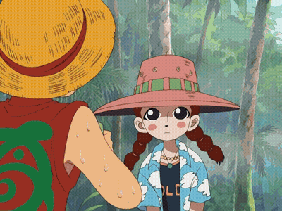 A Girl Wearing A Shirt That Says Old Stands Next To A Boy Wearing A Straw Hat GIF