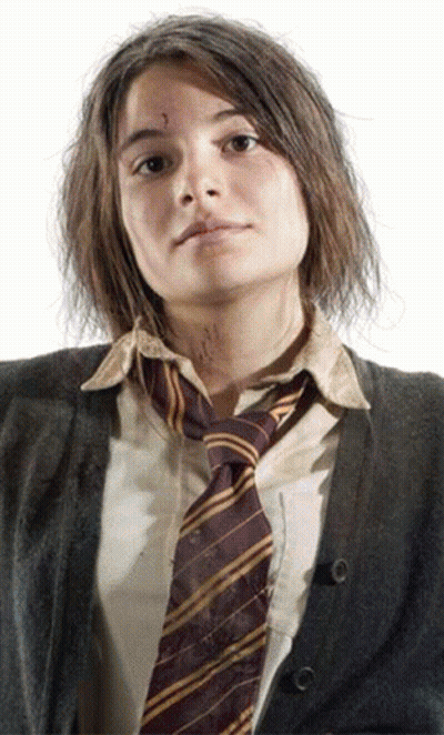 A Girl Wearing A Striped Tie And A Sweater Has A Tattoo On Her Face GIF