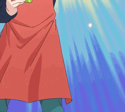 A Girl Wearing An Apron With Chinese Writing On It Holds A Cell Phone GIF