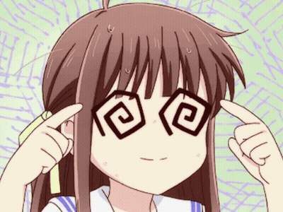 A Girl Wearing Glasses With A Circle In The Middle Of Her Eyes GIF