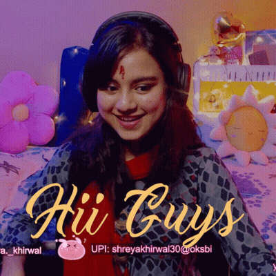 A Girl Wearing Headphones Says Hi Guys On The Bottom GIF
