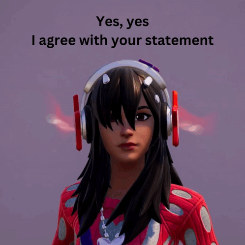 A Girl Wearing Headphones With The Words Yes Yes I Agree With Your Statement GIF
