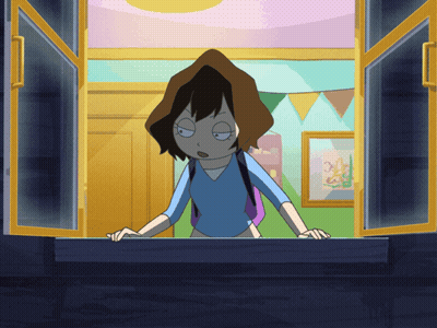 A Girl With A Backpack Looks Out Of A Window With Her Eyes Closed GIF