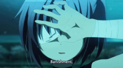 A Girl With A Bandage On Her Arm Is Covering Her Eyes With Her Hand And Says Banishment . GIF