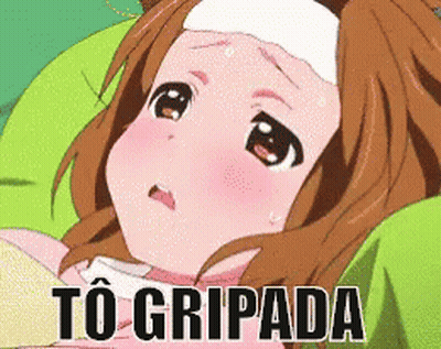 A Girl With A Bandage On Her Head And The Words To Gripada Written Below Her GIF