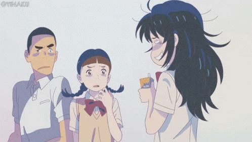 A Girl With A Bandage On Her Head Is Thinking About A Man And Woman GIF