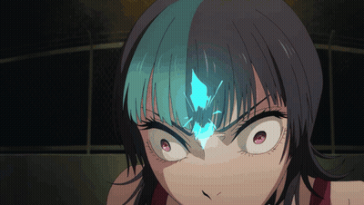 A Girl With A Blue Butterfly On Her Forehead Looks Angry GIF