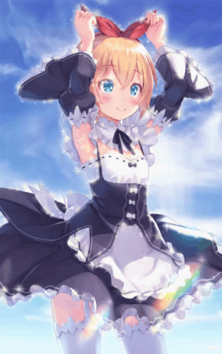 A Girl With A Bow On Her Head Is Wearing A Maid Outfit GIF