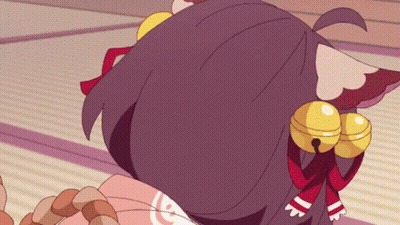 A Girl With A Cat Ear And Bells On Her Ears GIF