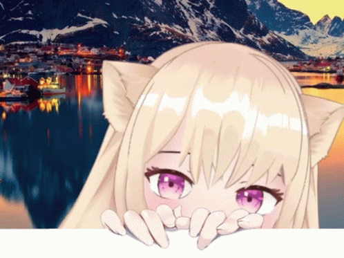 A Girl With A Cat Ear Covering Her Face With Her Hands GIF