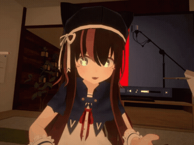 A Girl With A Cat Ear Hat Has The Letter V On Her Cape GIF