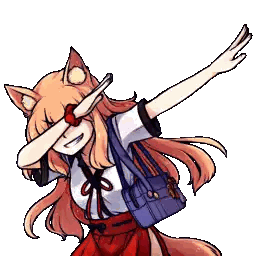A Girl With A Cat Ear Is Doing A Dab With Her Arms Outstretched Sticker