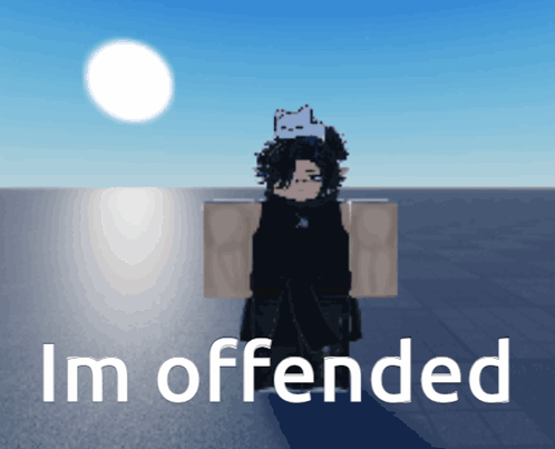 A Girl With A Cat On Her Head And The Words Im Offended GIF