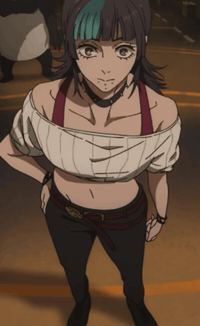 A Girl With A Choker Around Her Neck And A Crop Top GIF