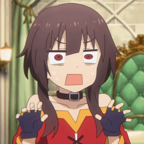 A Girl With A Choker Around Her Neck Is Making A Funny Face GIF