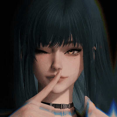 A Girl With A Choker On Her Neck Holds Her Finger To Her Lips GIF