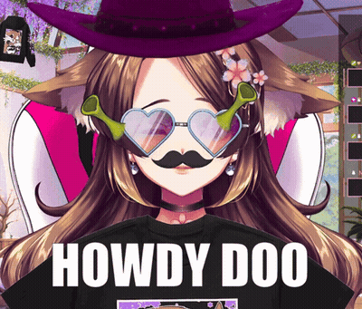 A Girl With A Cowboy Hat And Heart Shaped Sunglasses Says Howdy Doo On Her Shirt GIF