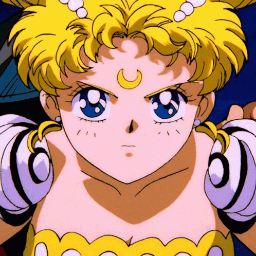 A Girl With A Crescent Moon On Her Forehead GIF