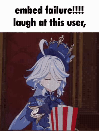 A Girl With A Crown On Her Head Is Eating Popcorn With The Caption " Embed Failure !!! Laugh At This User , " GIF