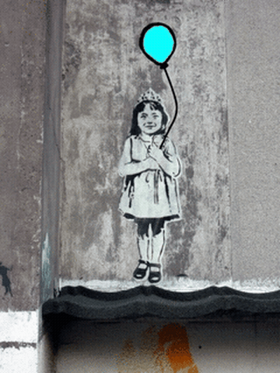 A Girl With A Crown On Her Head Is Holding A Blue Balloon GIF