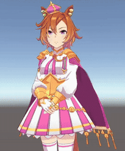 A Girl With A Crown On Her Head Is Wearing A Pink And White Dress And Knee High Socks GIF