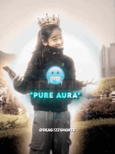 A Girl With A Crown On Her Head Is Wearing A Pure Aura Shirt GIF