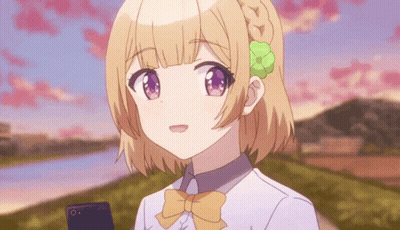 A Girl With A Flower In Her Hair Is Holding A Phone GIF