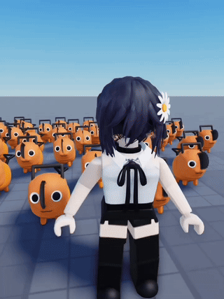 A Girl With A Flower In Her Hair Is Standing In Front Of A Bunch Of Cartoon Animals GIF