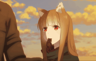 A Girl With A Fox Ear Is Holding A Piece Of Chocolate In Her Mouth GIF