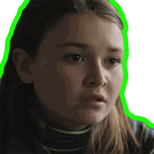 A Girl With A Green Border Around Her Face Sticker