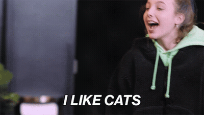 A Girl With A Green Hoodie Says I Like Cats GIF