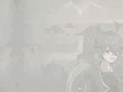 A Girl With A Ponytail Stands In Front Of A Sign That Says Please Stop GIF