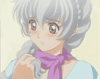 A Girl With A Purple Scarf Around Her Neck GIF