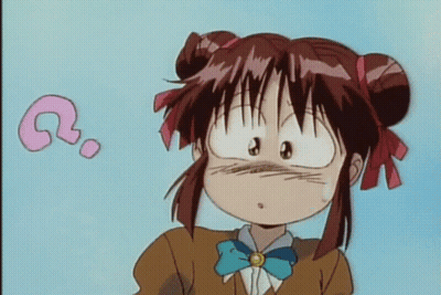 A Girl With A Question Mark Above Her Head Looks Confused GIF
