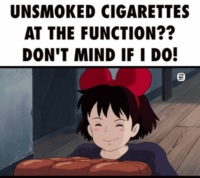 A Girl With A Red Bow Is Holding A Bunch Of Cigarettes GIF