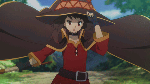 A Girl With A Red Cape And A Hat With A X On It GIF