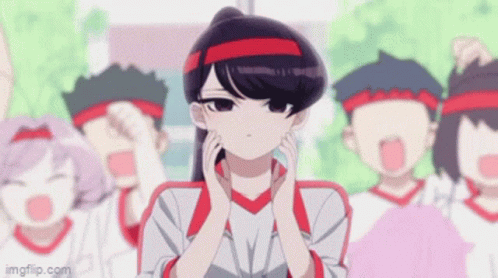 A Girl With A Red Headband On Her Head Is Standing In Front Of A Group Of Children . GIF