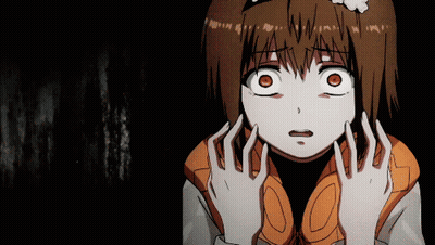 A Girl With A Scared Look On Her Face Is Wearing An Orange Vest GIF
