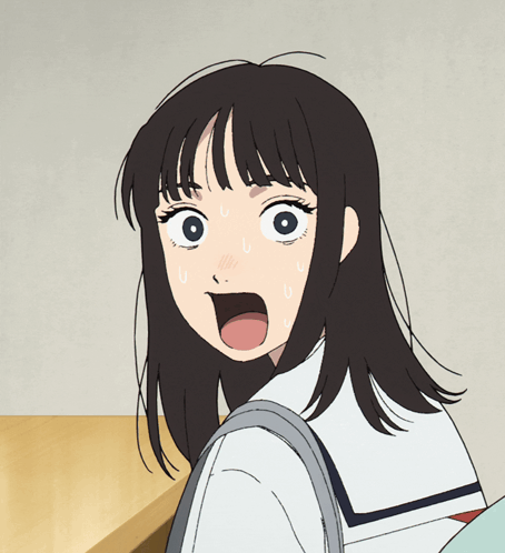 A Girl With A Surprised Look On Her Face Is Wearing A School Uniform GIF