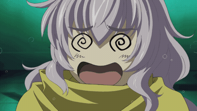 A Girl With A Yellow Scarf Around Her Neck Has A Swirl On Her Eyes GIF