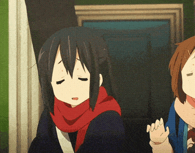 A Girl With Black Hair And A Red Scarf Is Standing Next To Another Girl With Brown Hair GIF