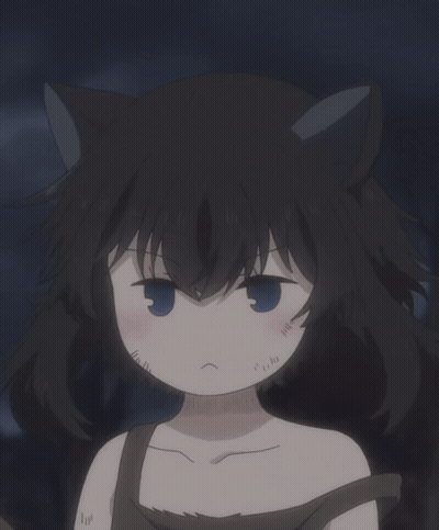 A Girl With Black Hair And Cat Ears Is Making A Face GIF