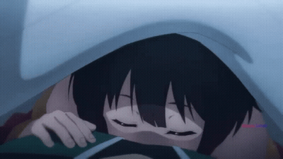 A Girl With Black Hair Is Hiding Under A White Blanket GIF