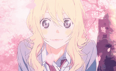 A Girl With Blonde Hair And A Purple Background GIF