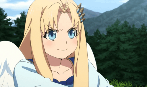 A Girl With Blonde Hair And Blue Eyes Has A Butterfly On Her Head GIF