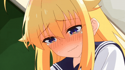 A Girl With Blonde Hair And Blue Eyes Is Crying With Tears Coming Out Of Her Eyes GIF