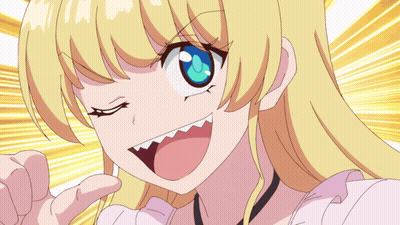 A Girl With Blonde Hair And Blue Eyes Is Making A Face GIF