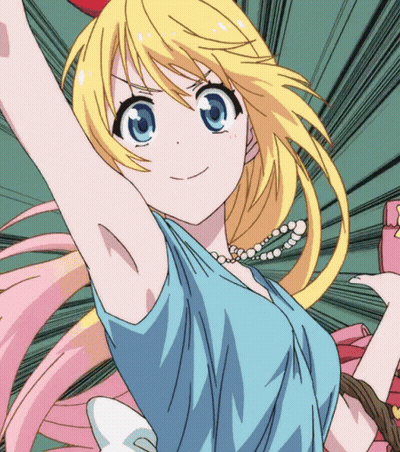 A Girl With Blonde Hair And Blue Eyes Is Wearing A Blue Shirt And Pearls GIF