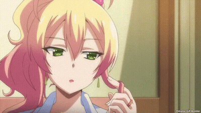 A Girl With Blonde Hair And Green Eyes Has A Pink Flower In Her Hair GIF